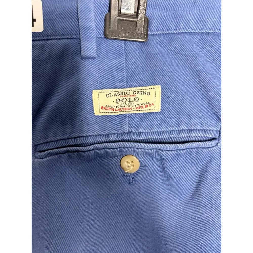Polo Ralph Lauren Prospect Shorts Men’s 34 Blue Cotton Flat Front Chino Nice!!
